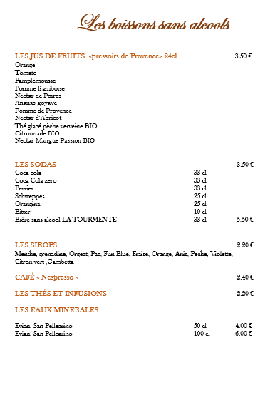 Boissons sans alcool